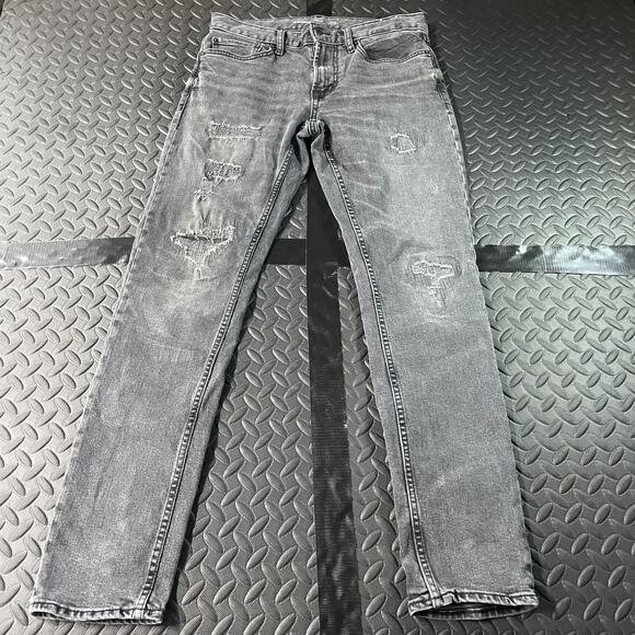 Old Navy Jeans Mens 30x32 Gray Black Slim Built-In Flex Distressed Stretch Denim - Picture 1 of 7